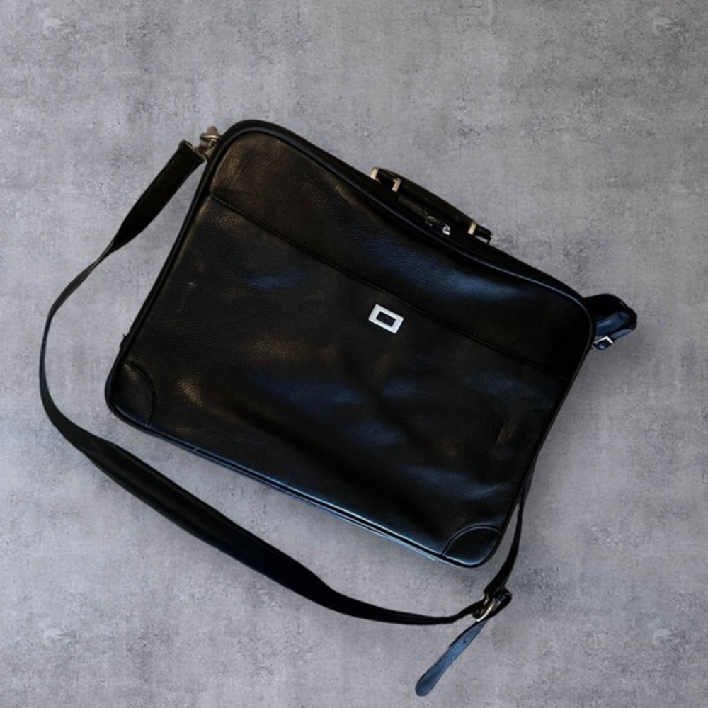 Vintage Franklin Covey Men’s Briefcase with shoulder strap in black leather